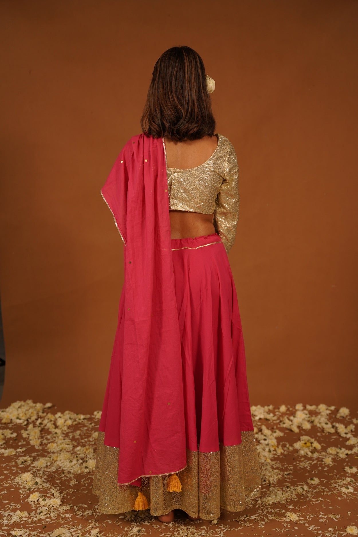 HOT PINK SEQUENCE MUL SKIRT