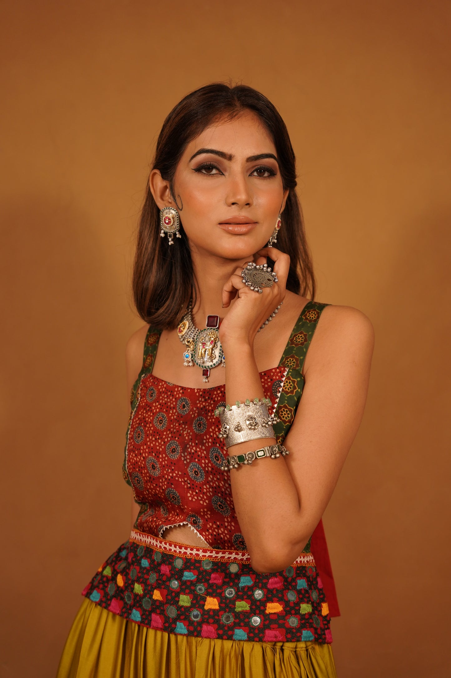 RED AJRAKH TRADITIONAL TOP