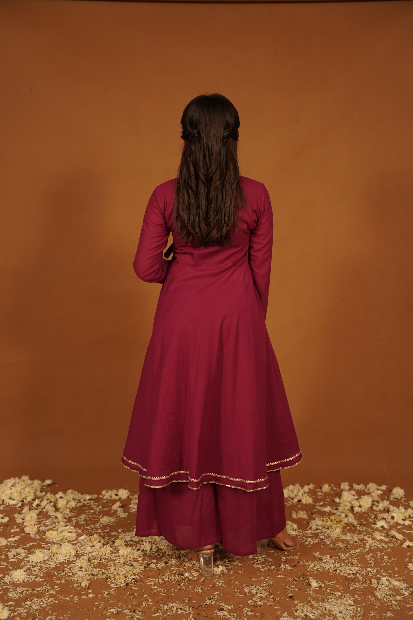 WINE MUL COTTON AANGRAKH SET