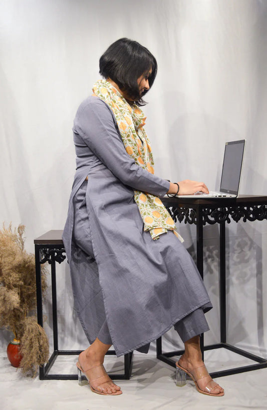 Ice grey Co-ord with Dupatta