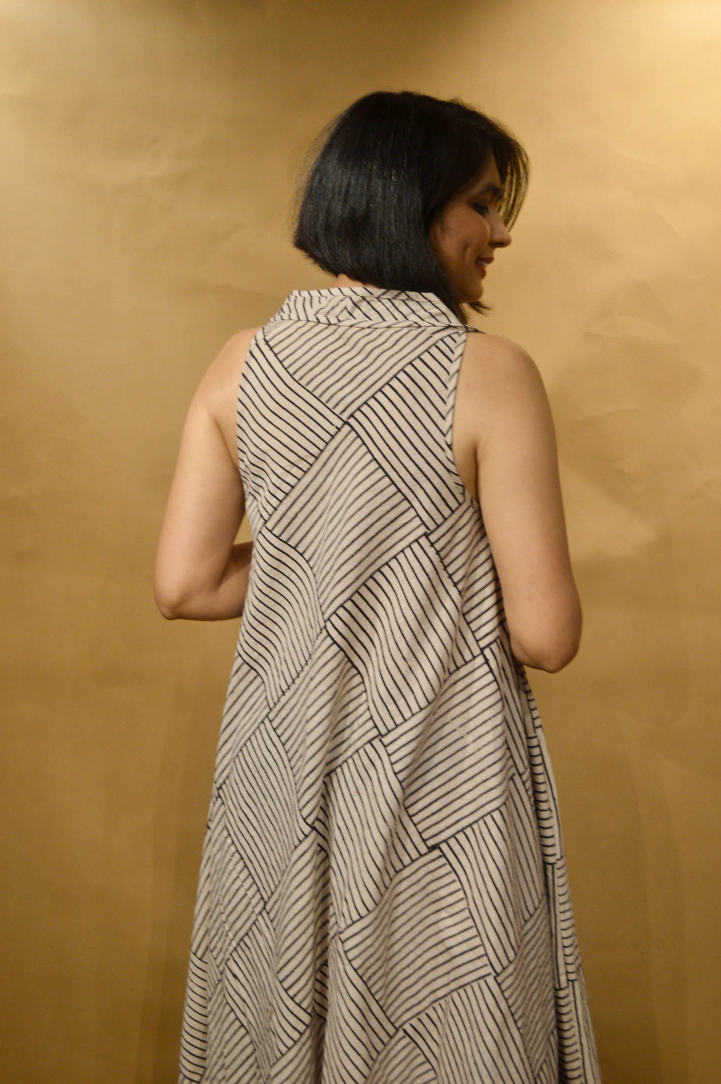 Beige Circular Geometric Dress