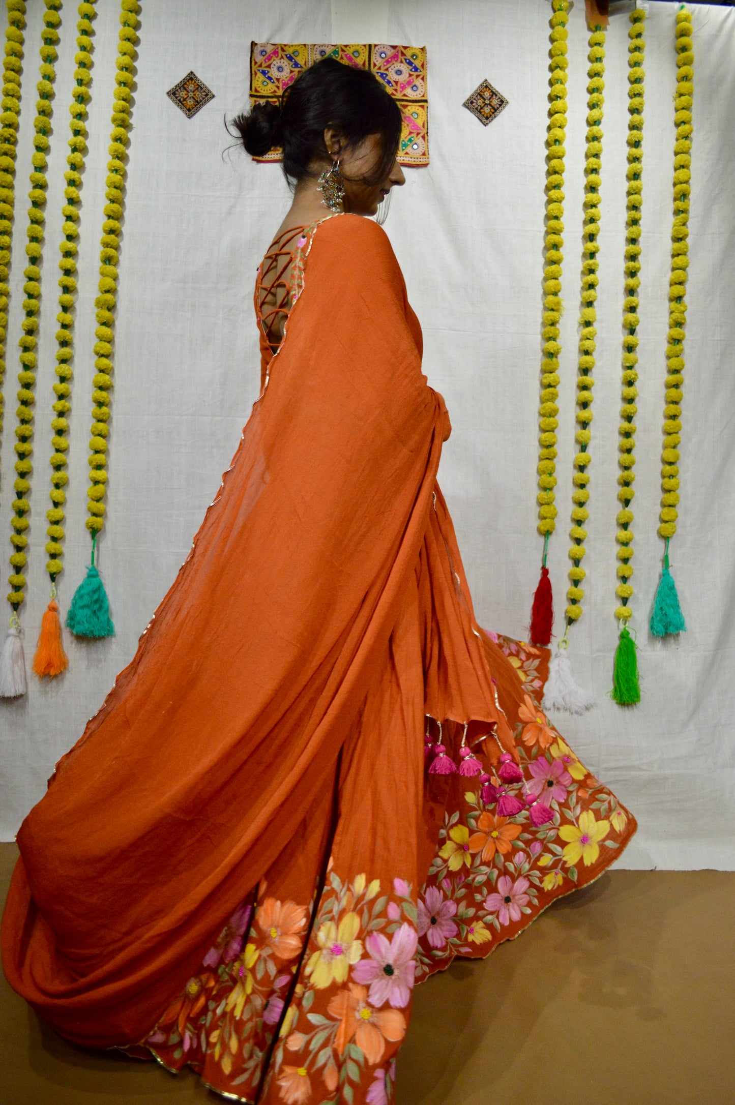 Keshariya Blossom Hand painted Choli Set