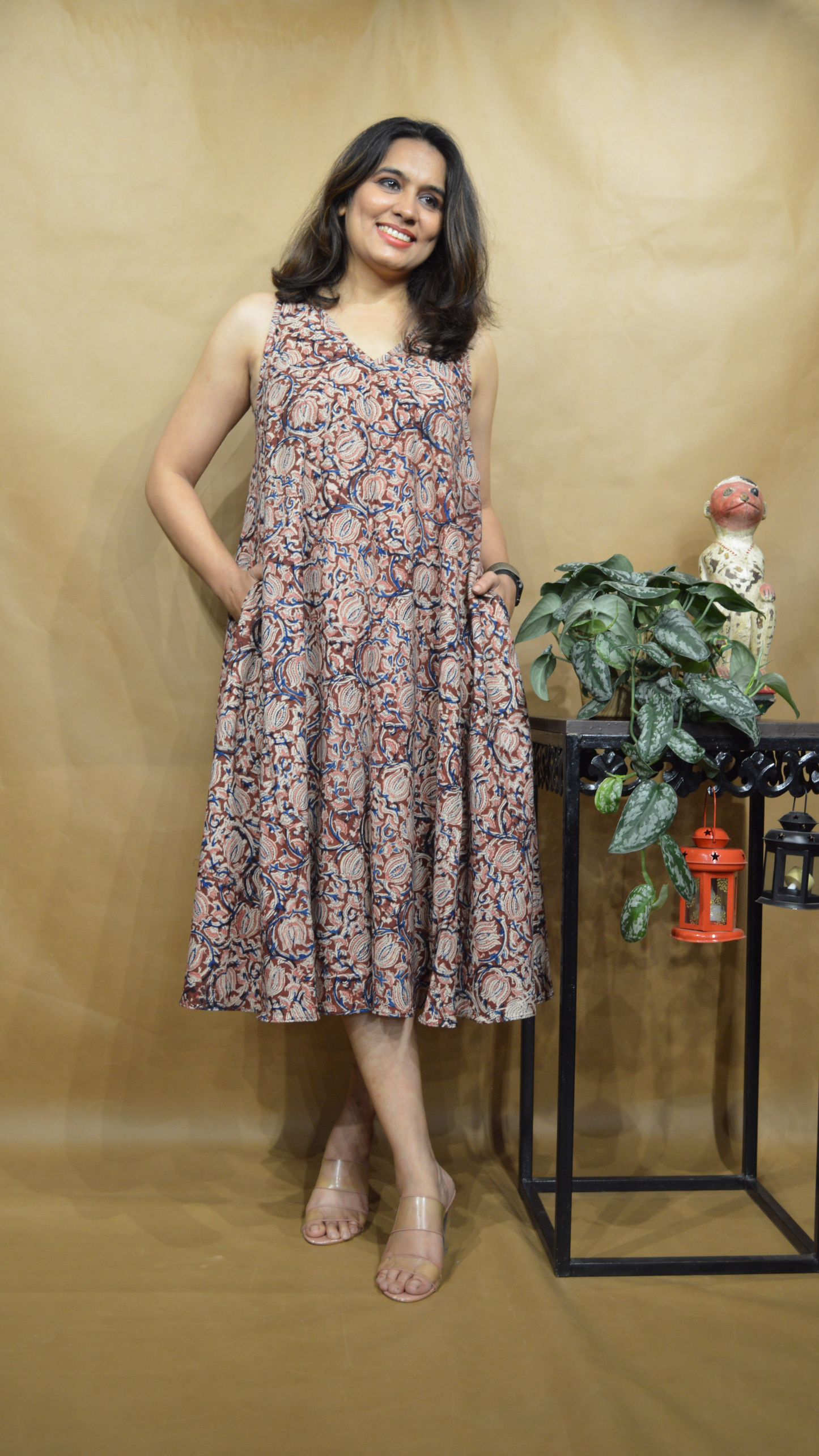 The Earthen Melody Kalamkari Circular Dress