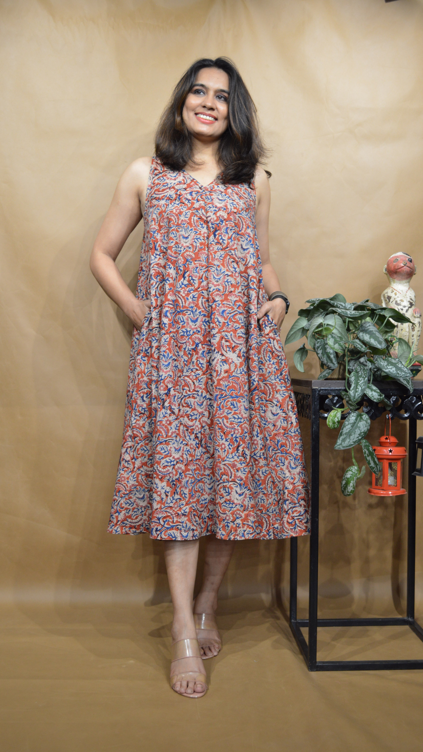 The Rustic Blossom Kalamkari Circular Dress