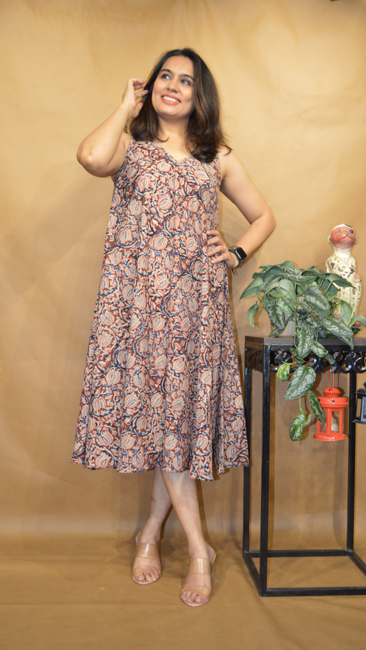 The Earthen Melody Kalamkari Circular Dress