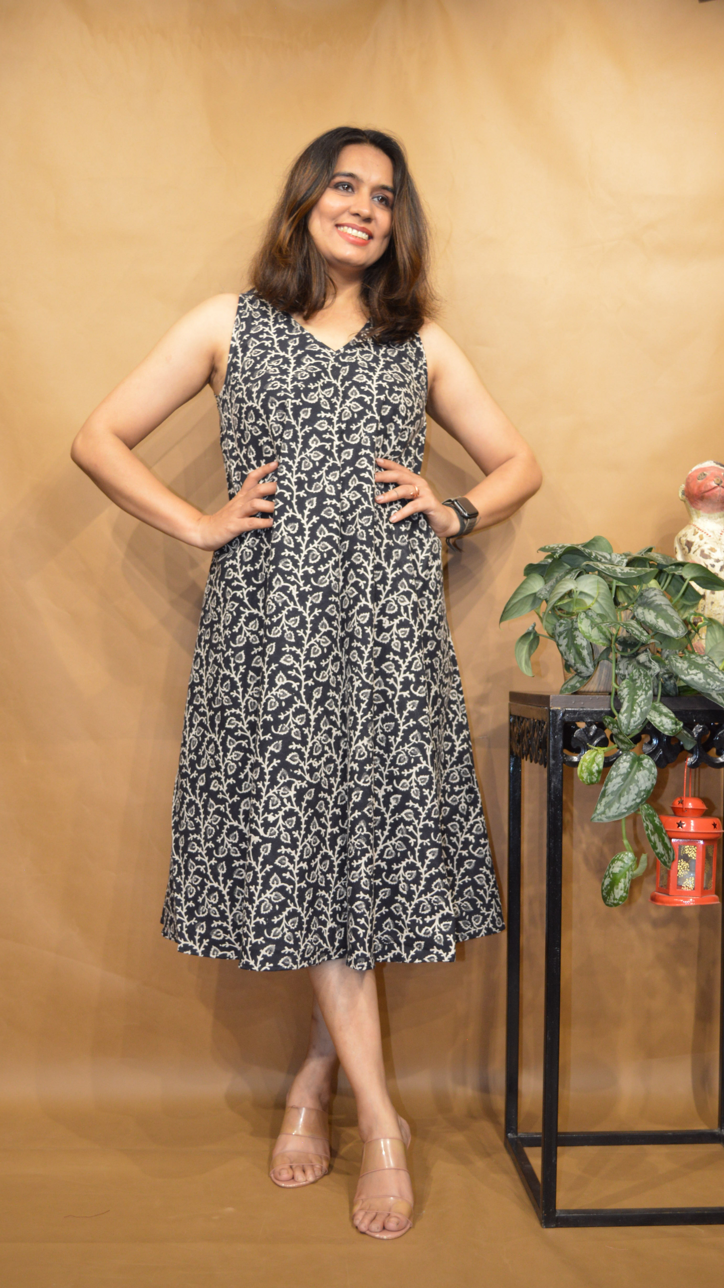 The Nocturne Vine Kalamkari Circular Dress
