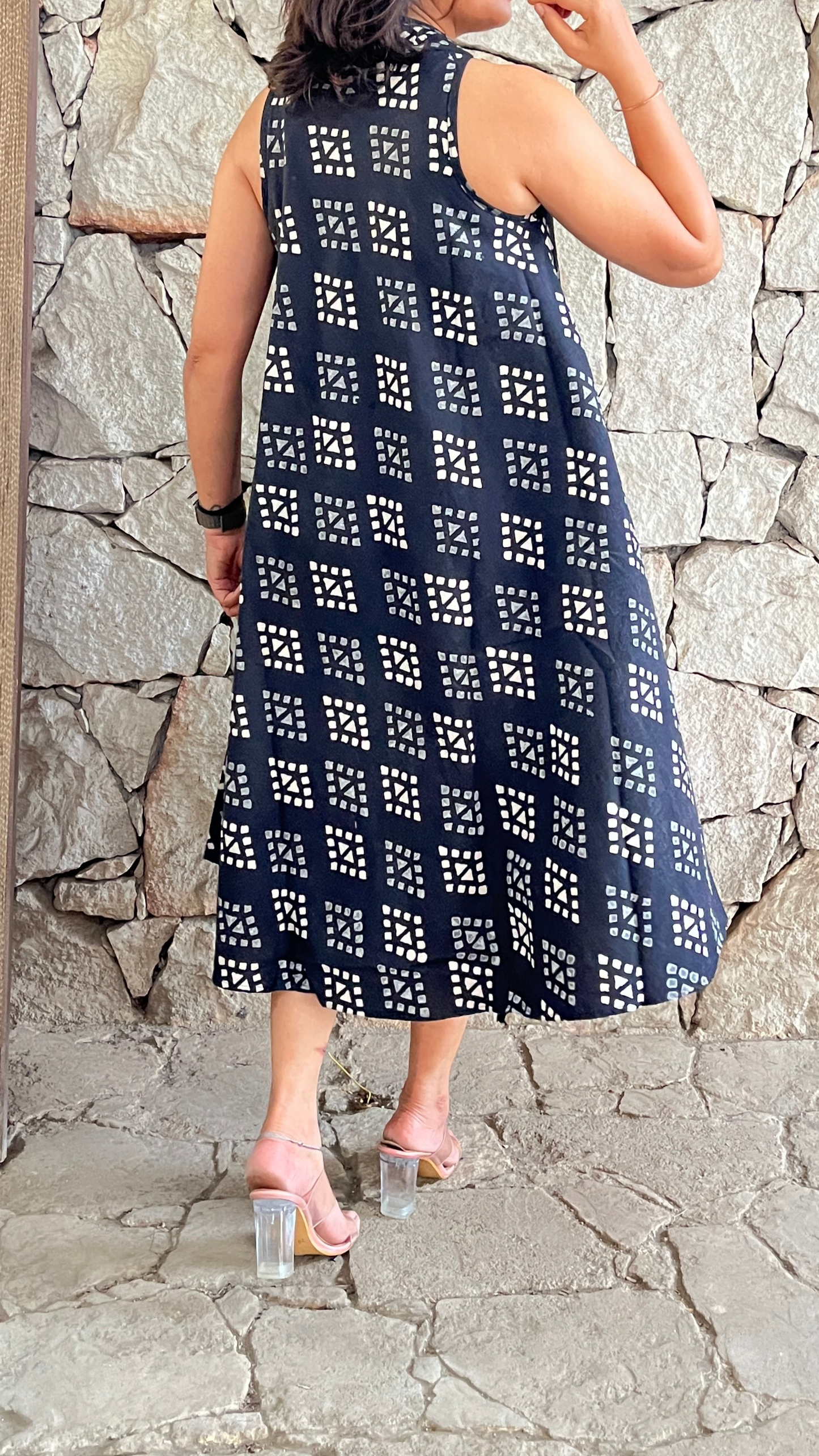 DripDot Monochrome Circular Dress