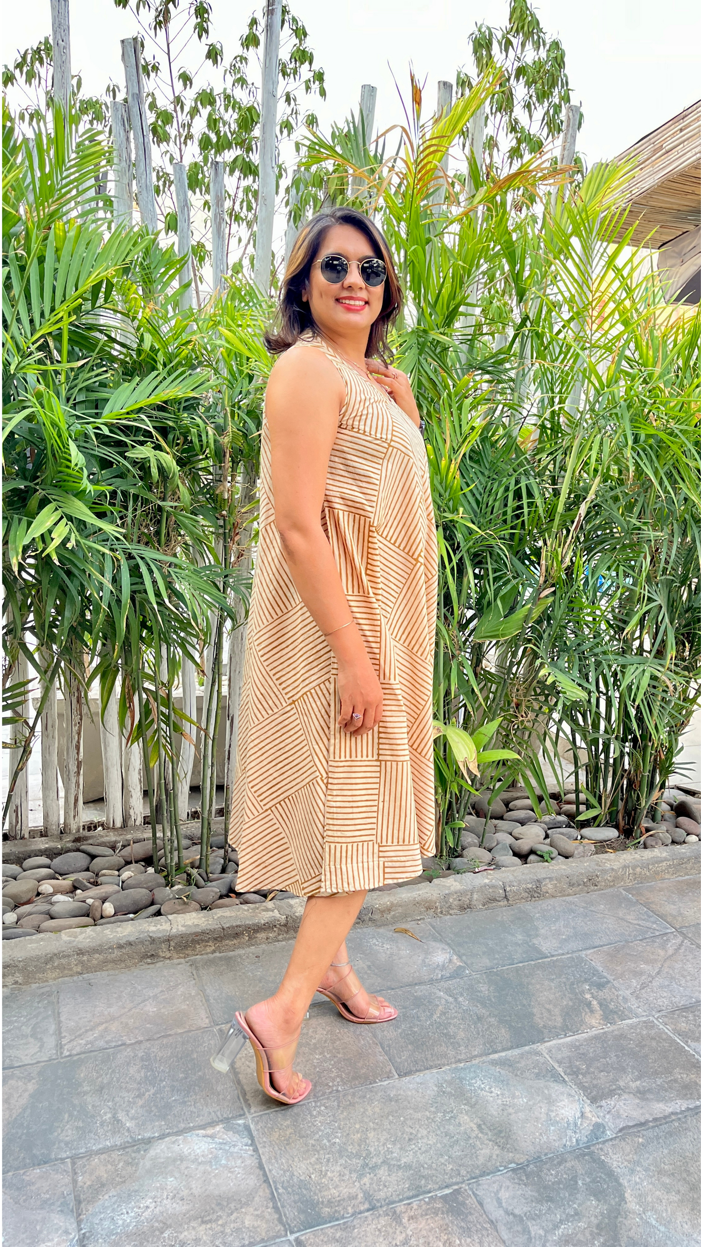 Golden threads Circular Dress