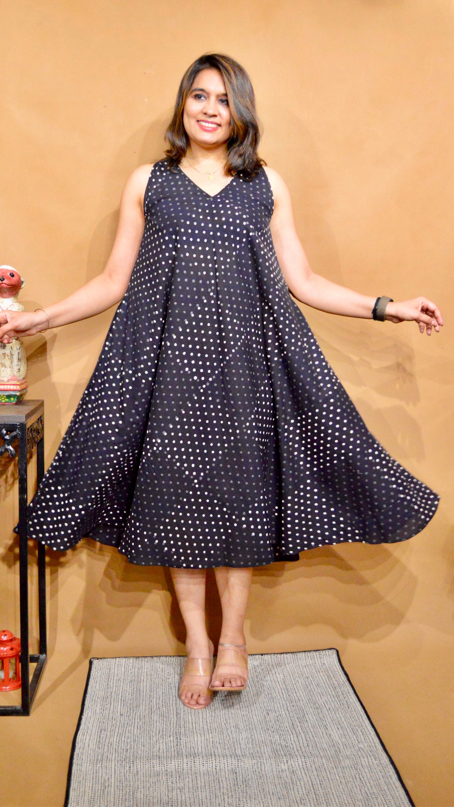 Midnight Monochrome Circular Dress