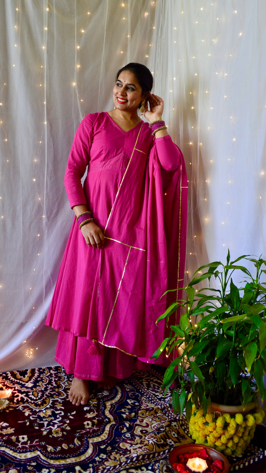 The Sunheri Rani Pink Anarkali Dress