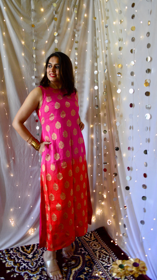 The Amaira Red and Pink Cocktail Dress
