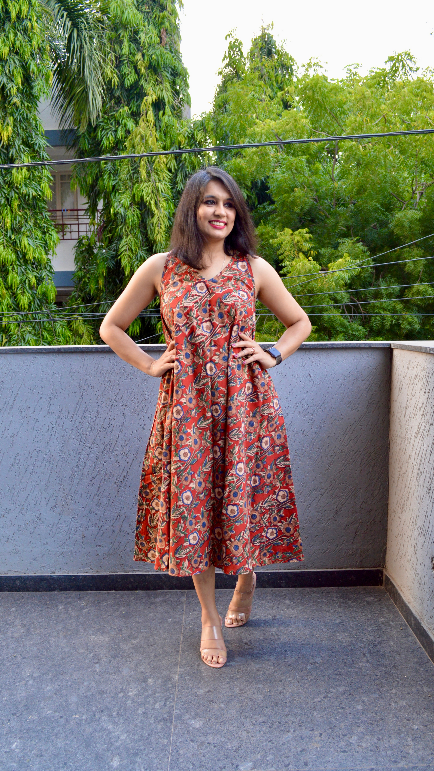 Rust Kalamkari Circular Dress