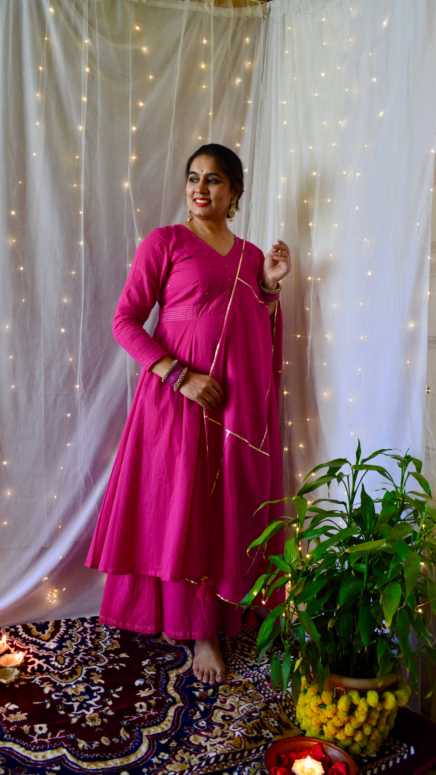 The Sunheri Rani Pink Anarkali Dress