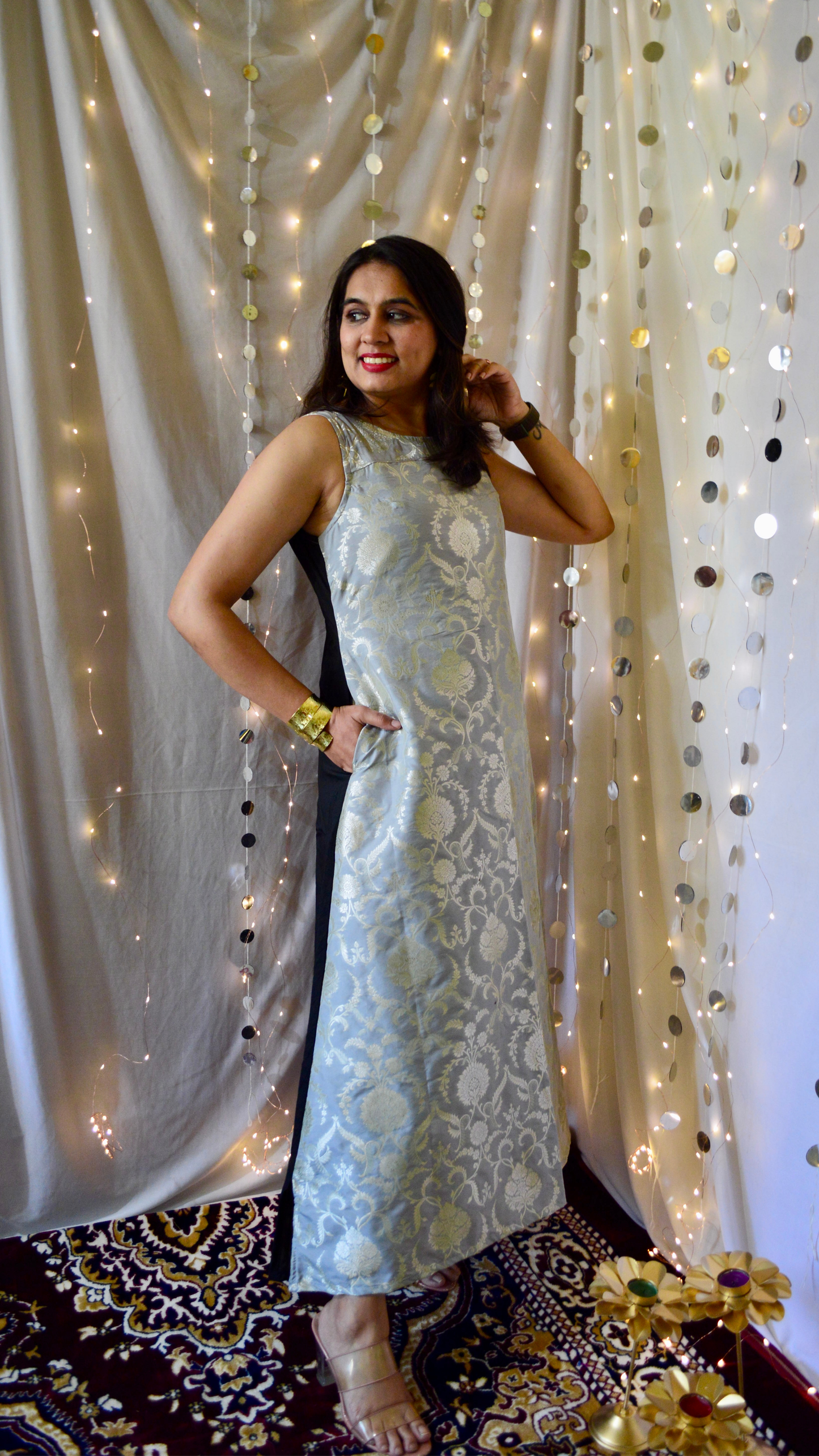 The Amaira Silver and Black Cocktail Dress