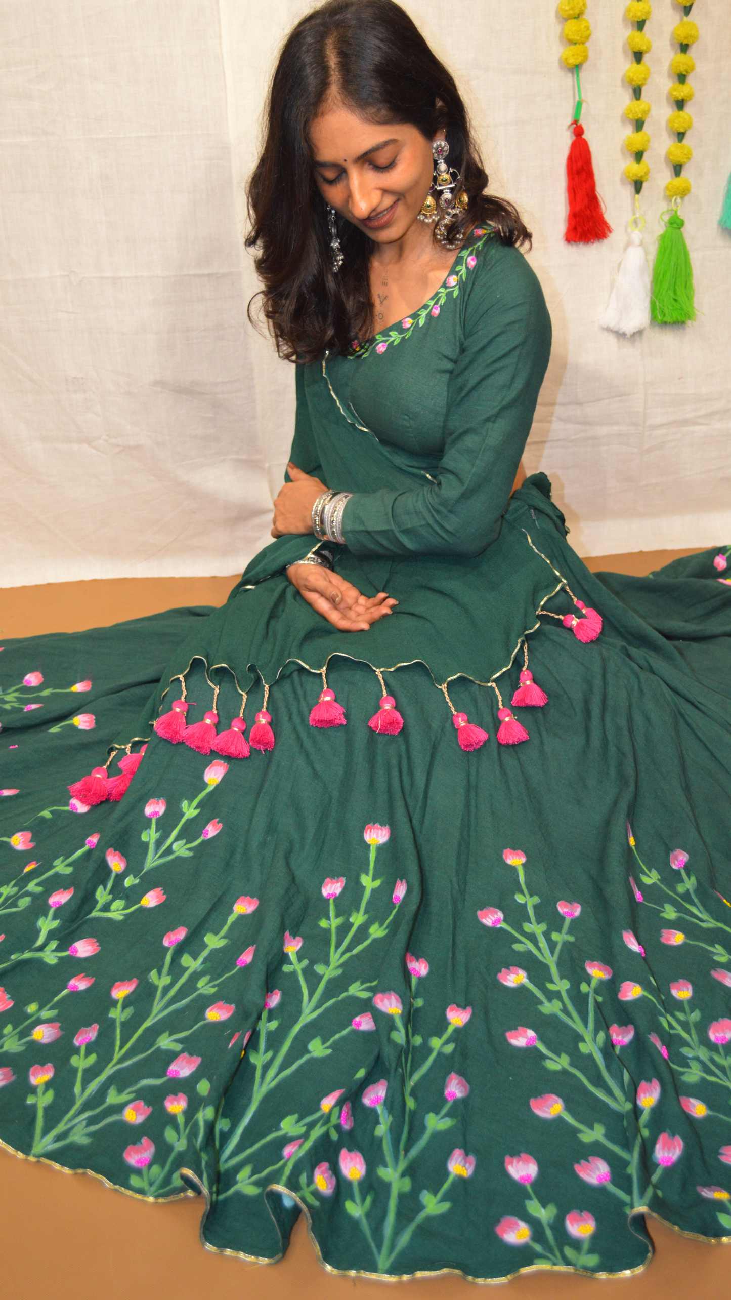 Vrindavan Phool Hand Painted Choli Set