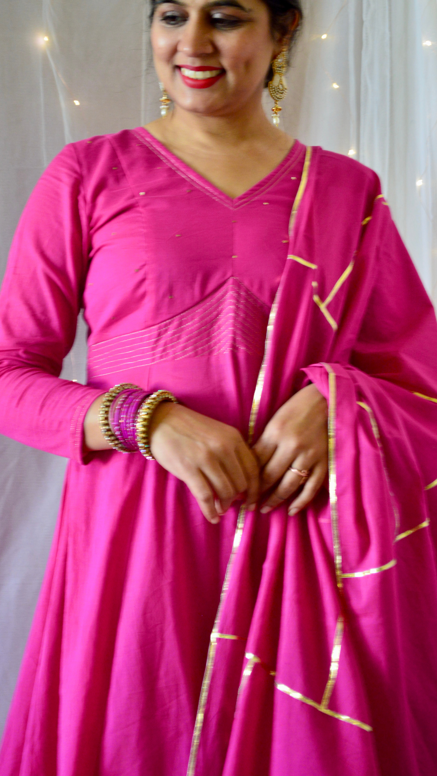 The Sunheri Rani Pink Anarkali Dress