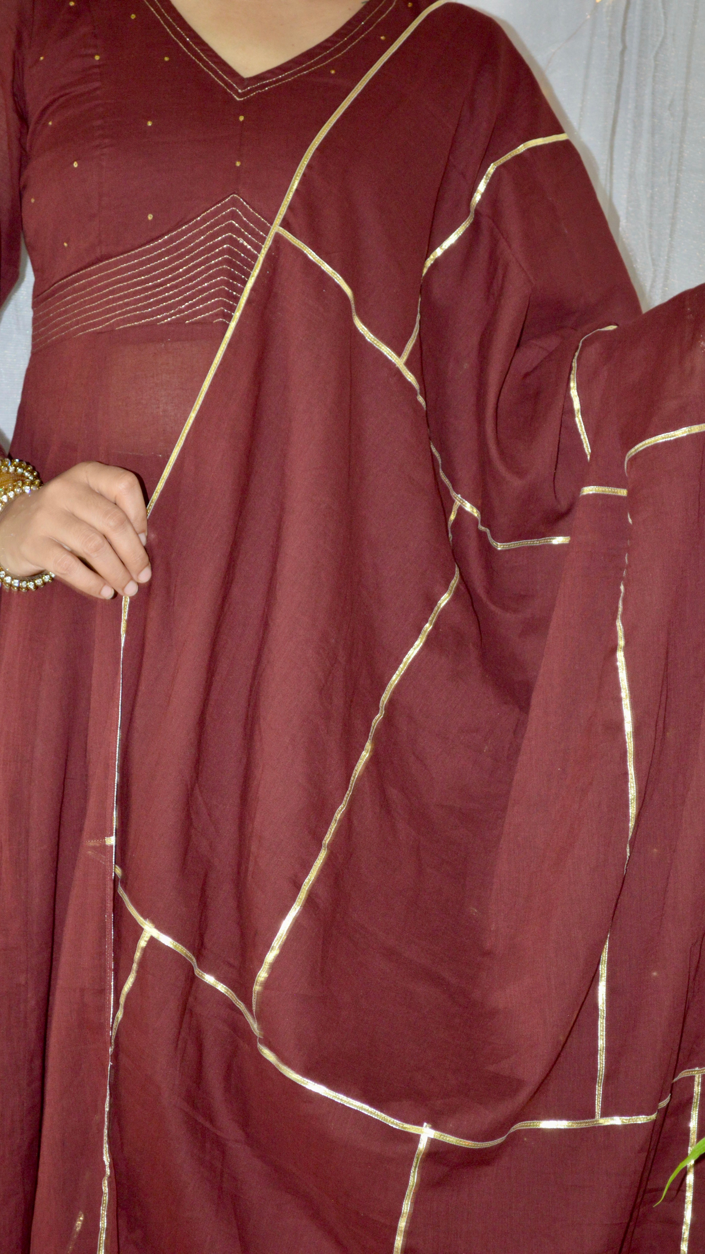 The Sunheri Maroon Anarkali Dress