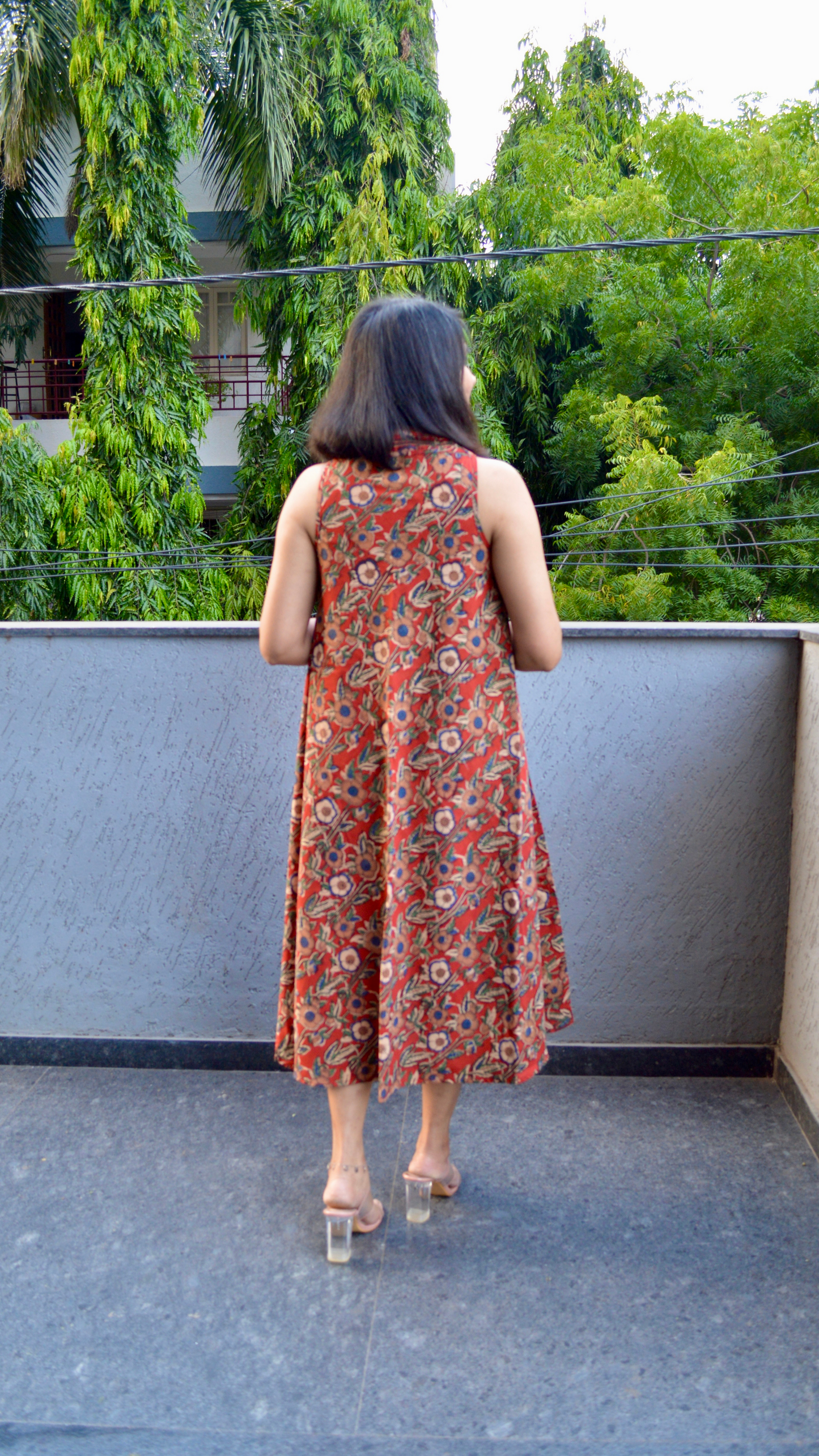 Rust Kalamkari Circular Dress