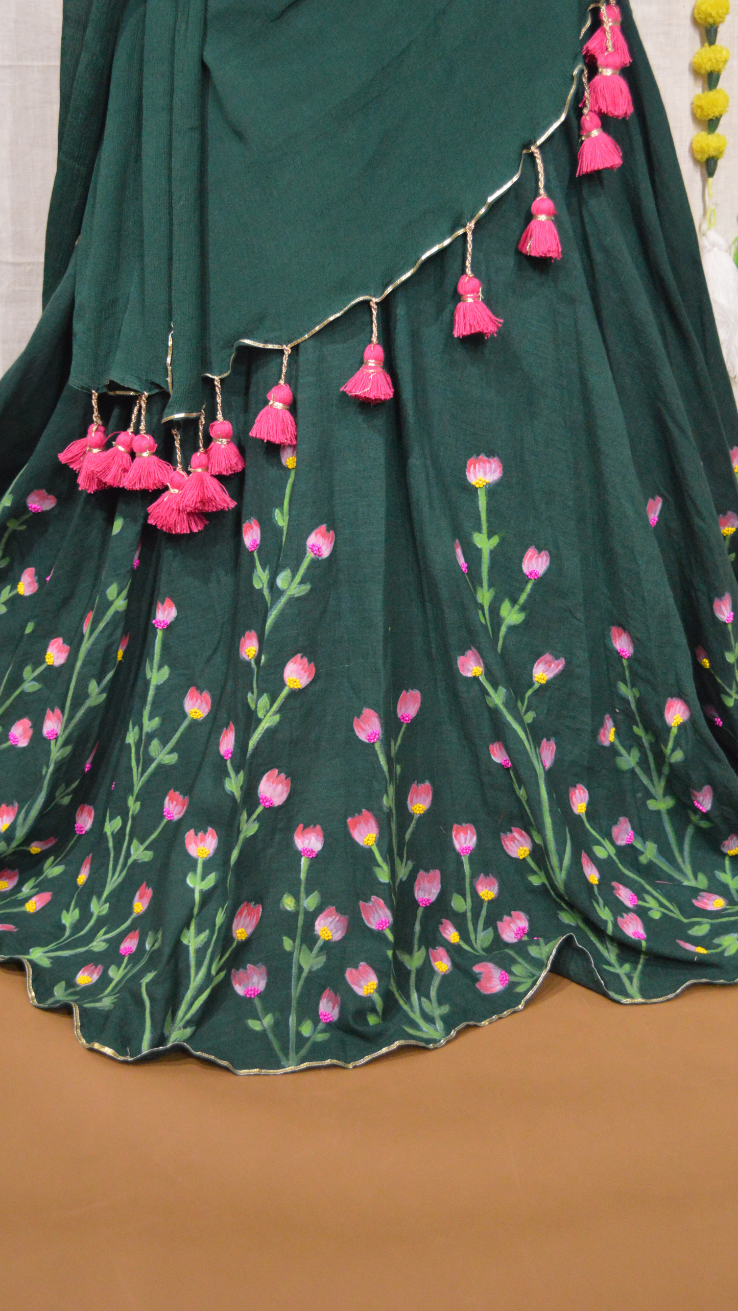 Vrindavan Phool Hand Painted Choli Set