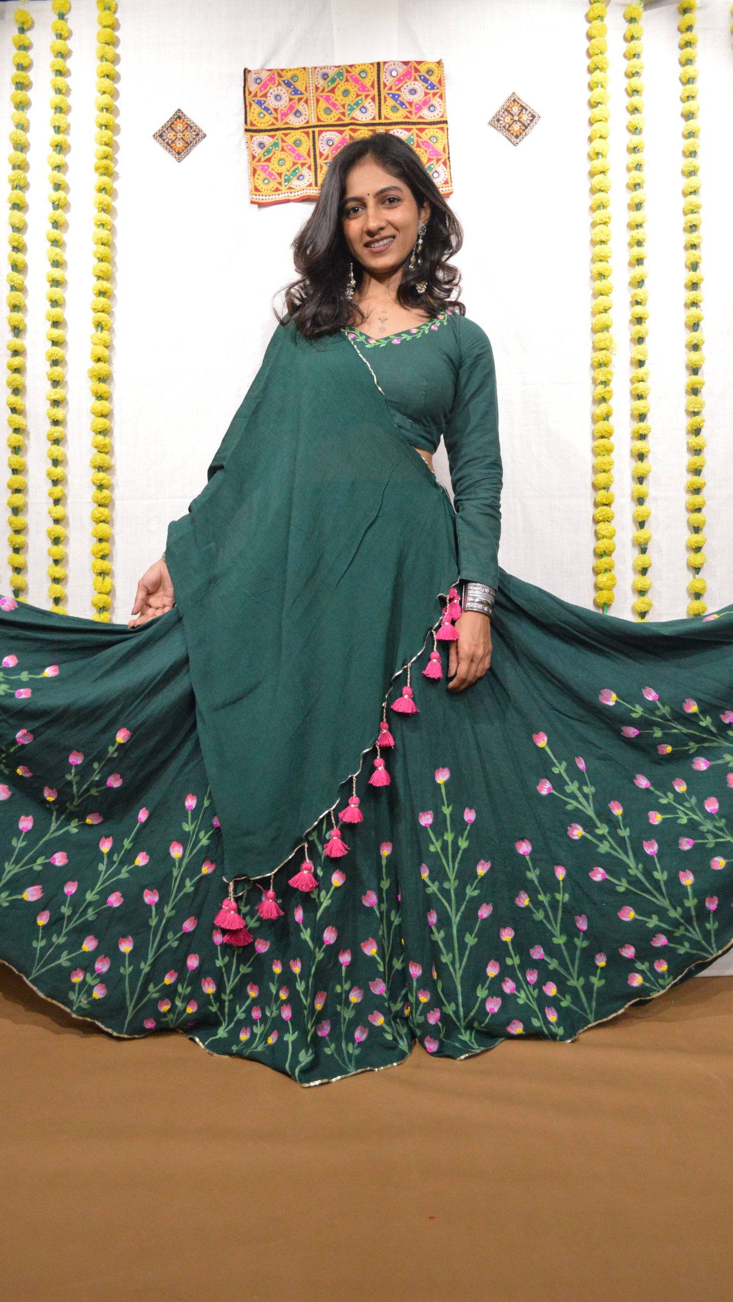 Vrindavan Phool Hand Painted Choli Set