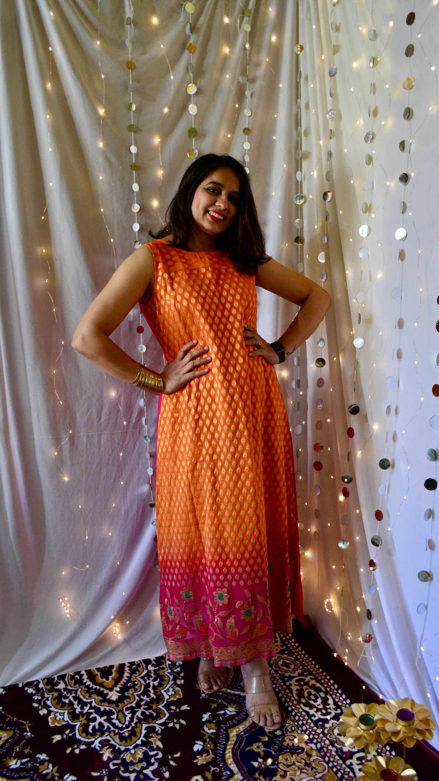 The Amaira Orange And Pink Cocktail Dress
