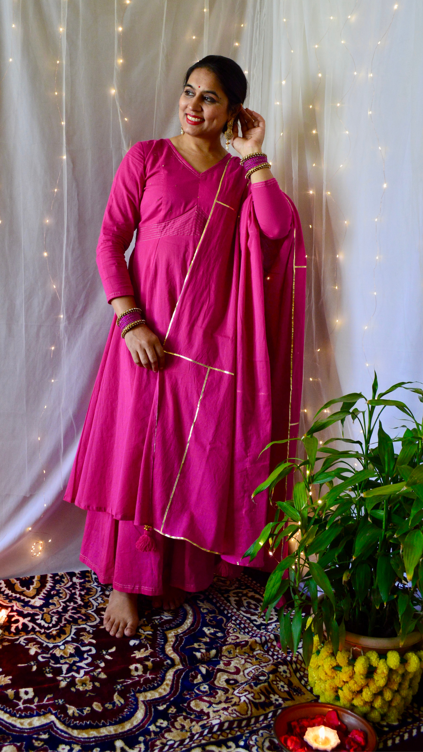 The Sunheri Rani Pink Anarkali Dress