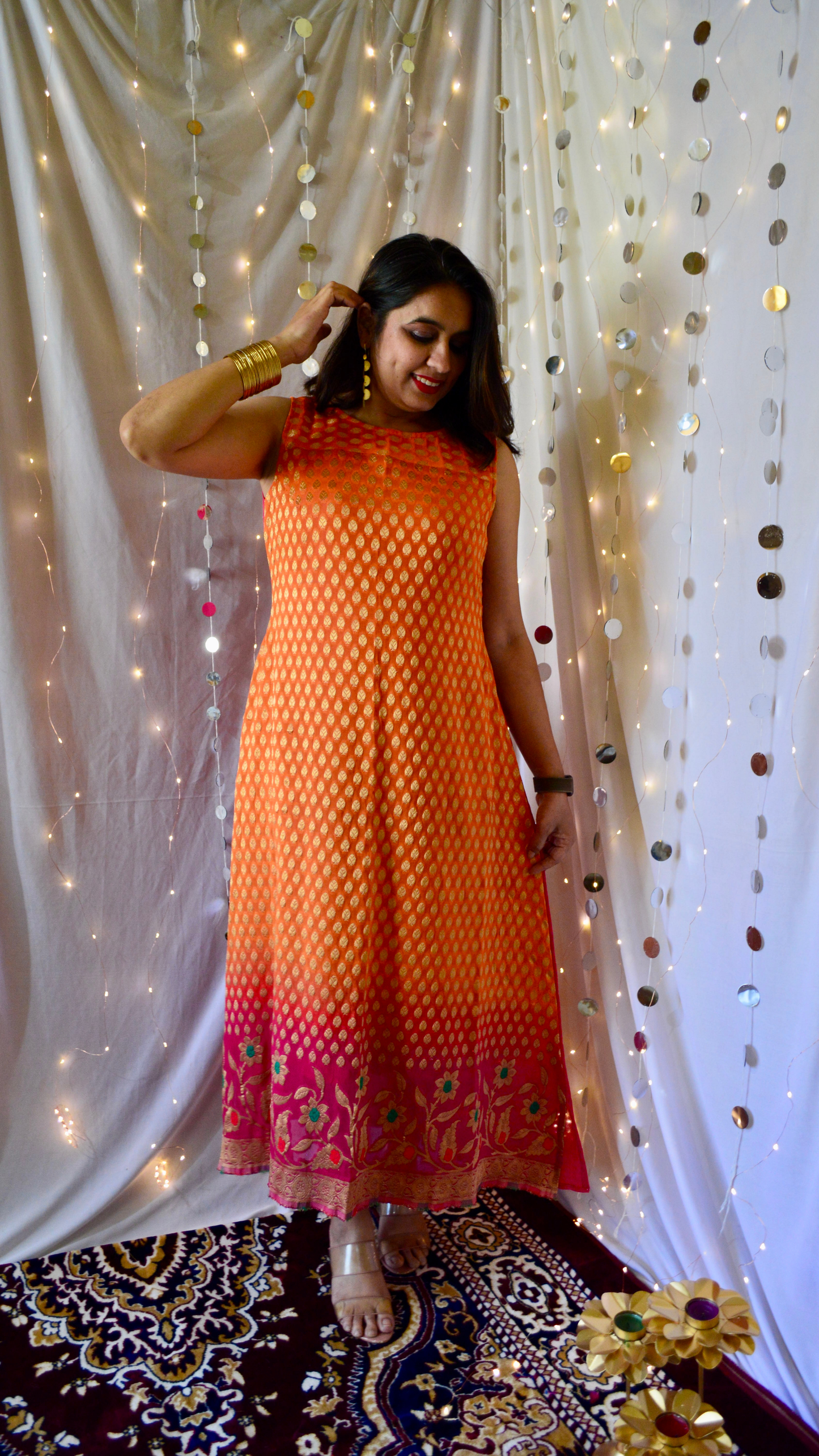 The Amaira Orange And Pink Cocktail Dress