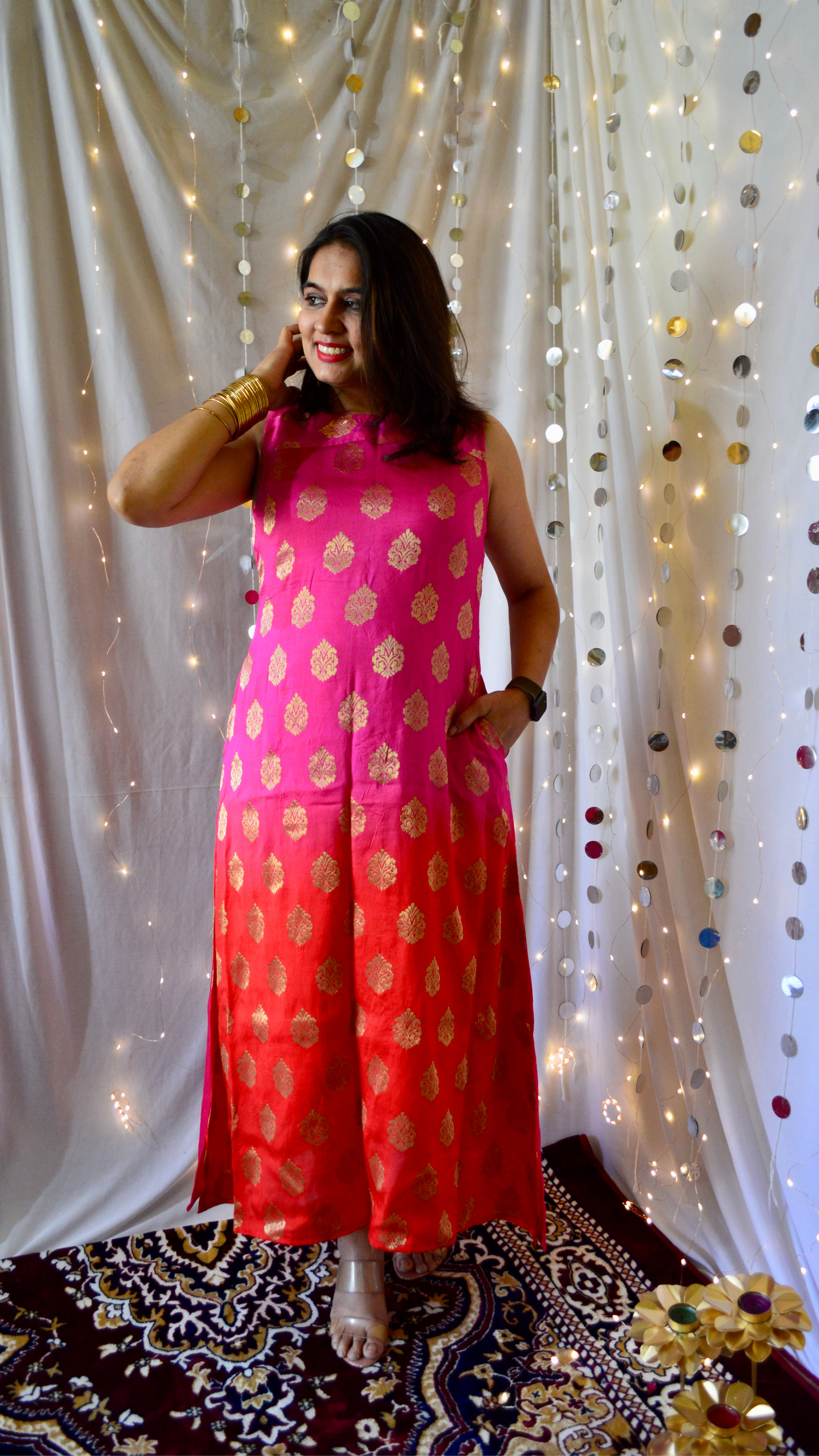The Amaira Red and Pink Cocktail Dress