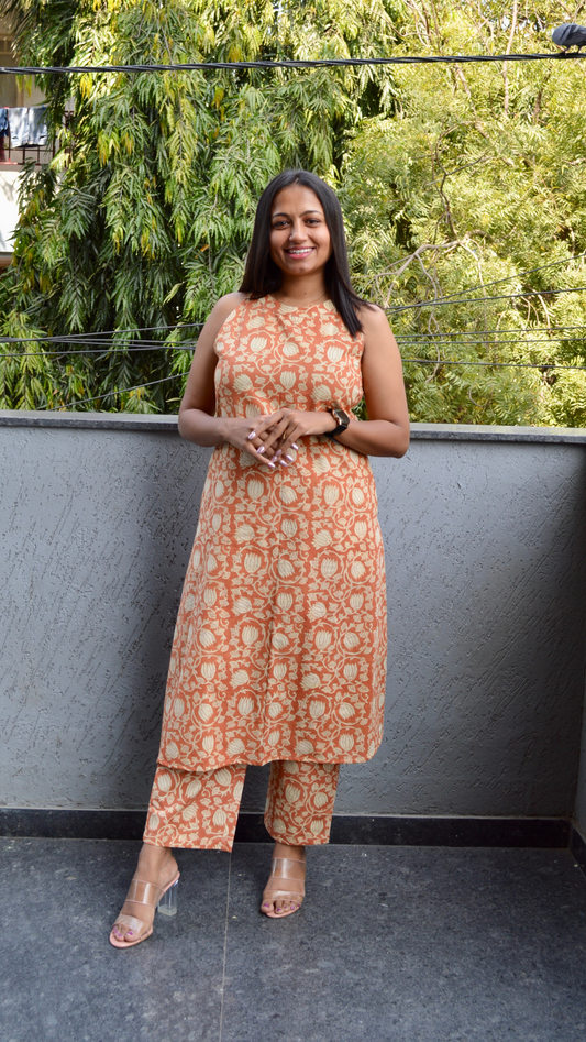 Peach Kalamkari Co ords Set