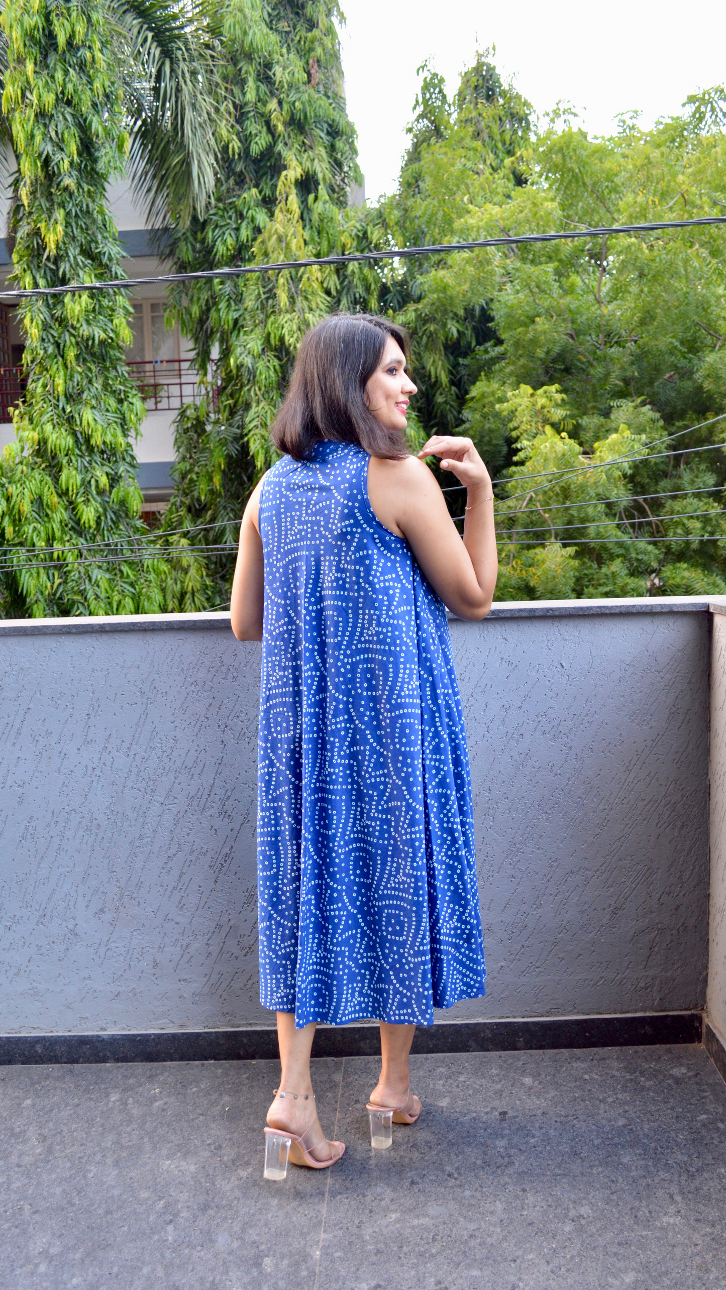 Blue Bandhani Circular Dress