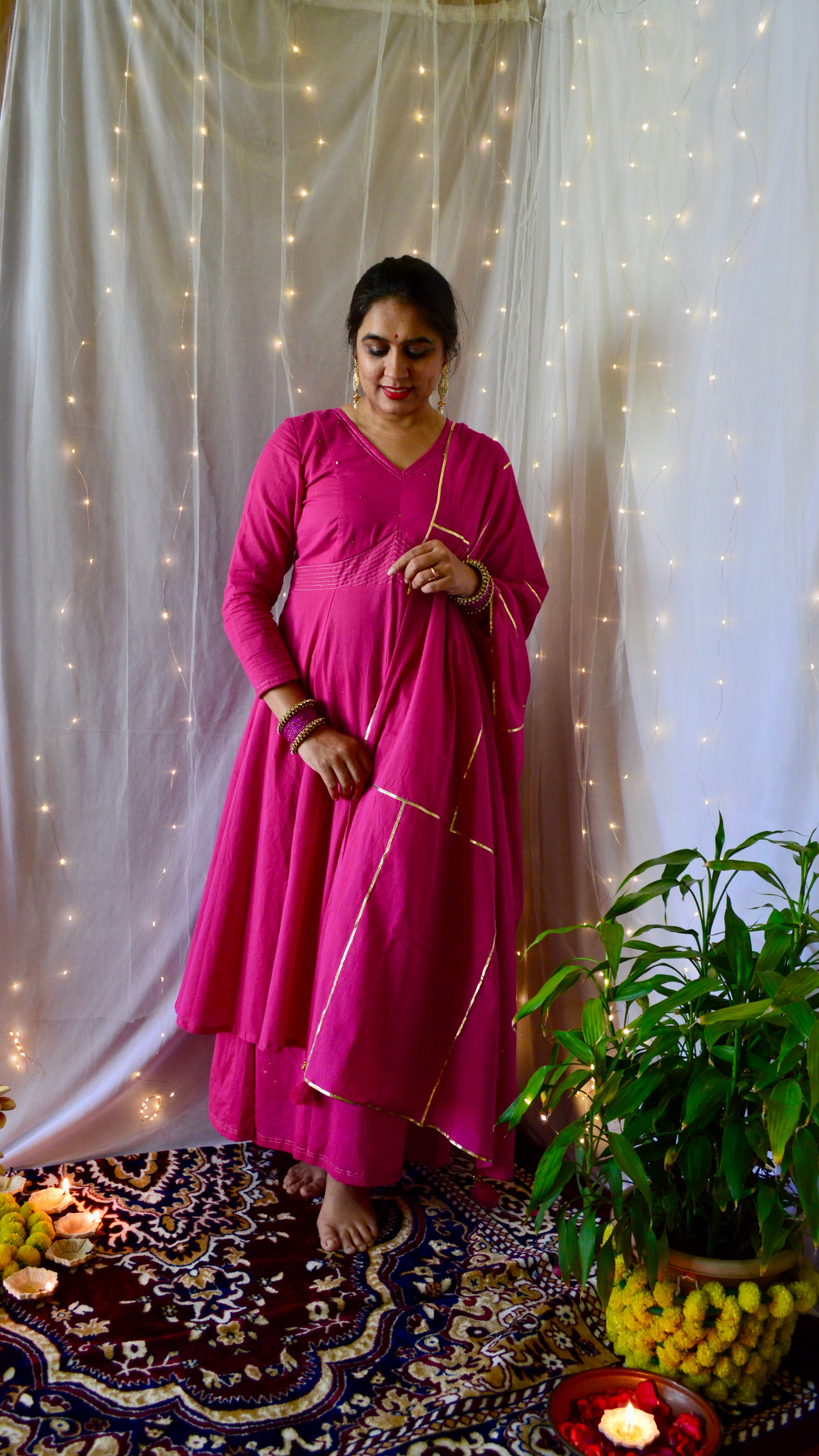 The Sunheri Rani Pink Anarkali Dress