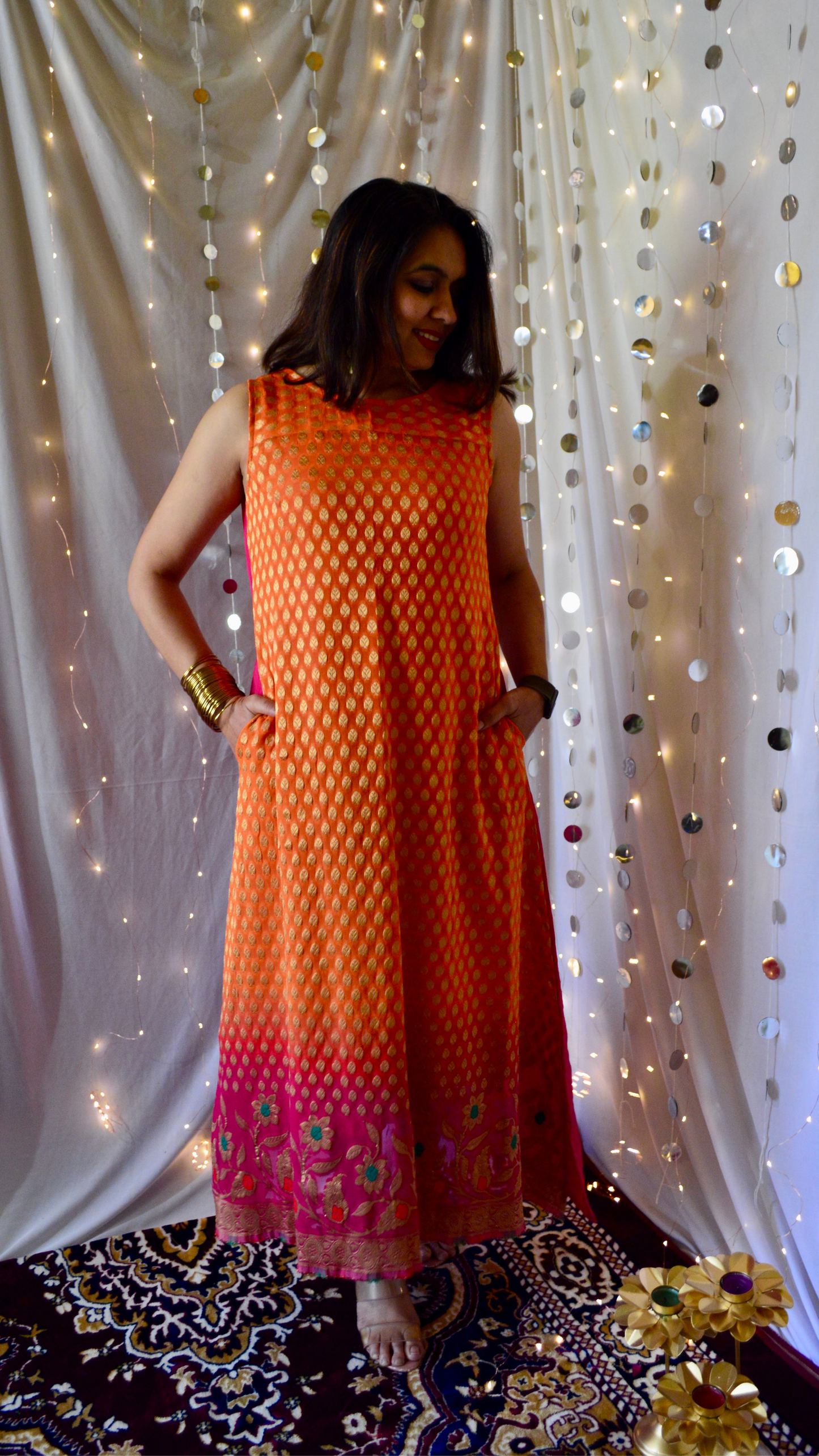 The Amaira Orange And Pink Cocktail Dress