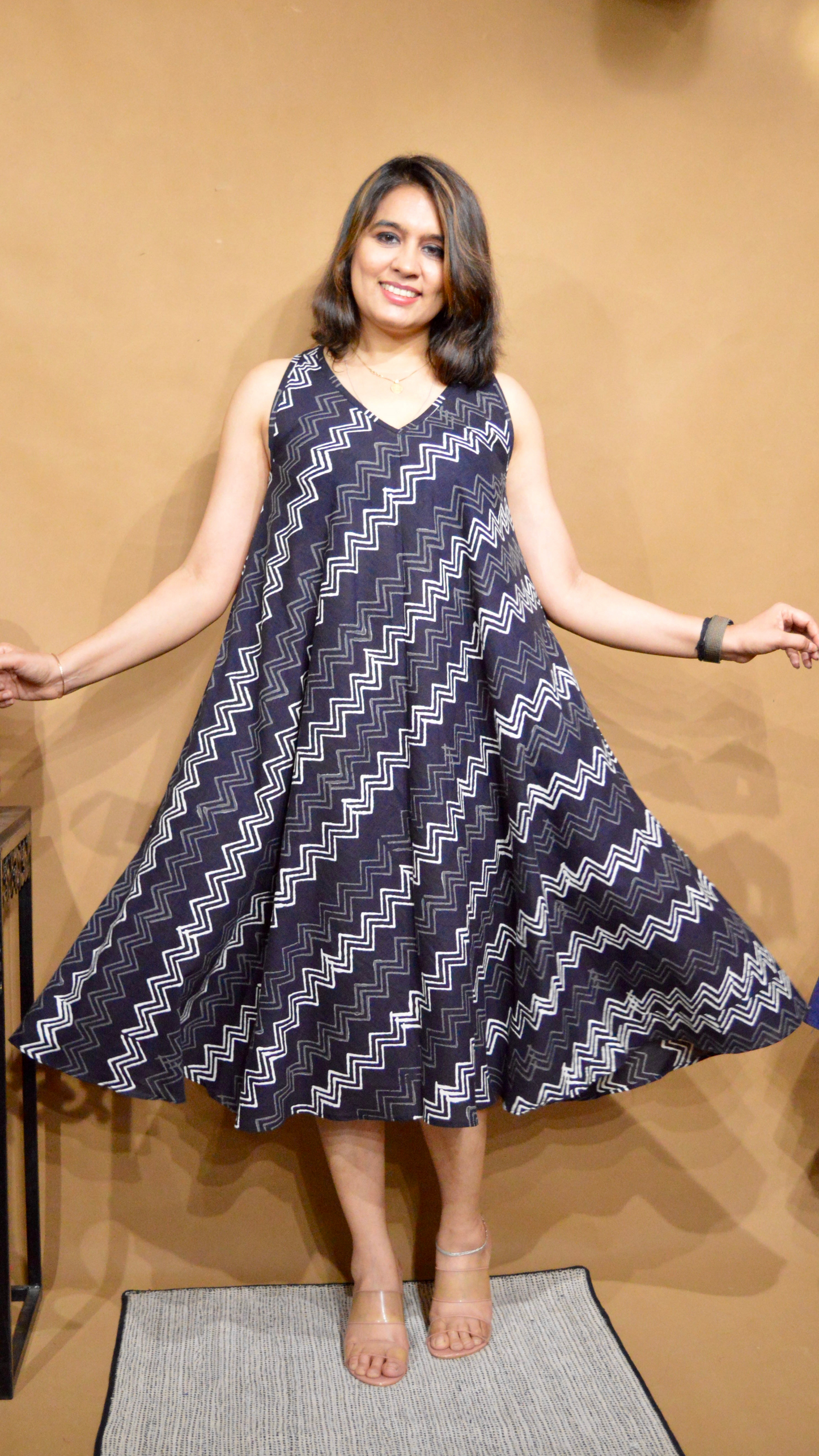 Monochrome Motion Circular Dress