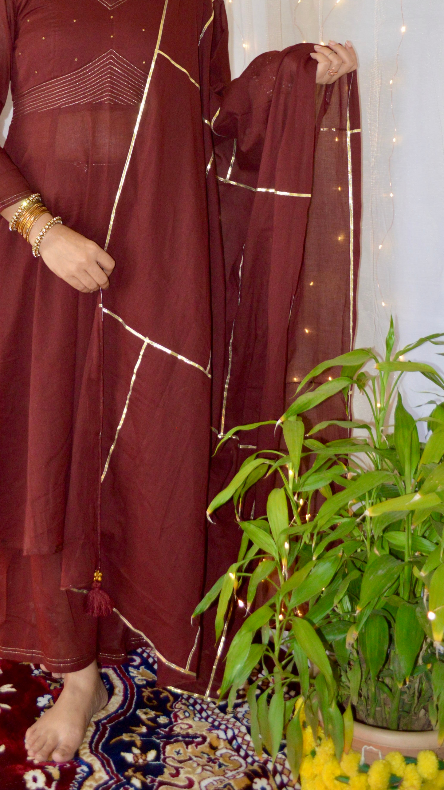 The Sunheri Maroon Anarkali Dress