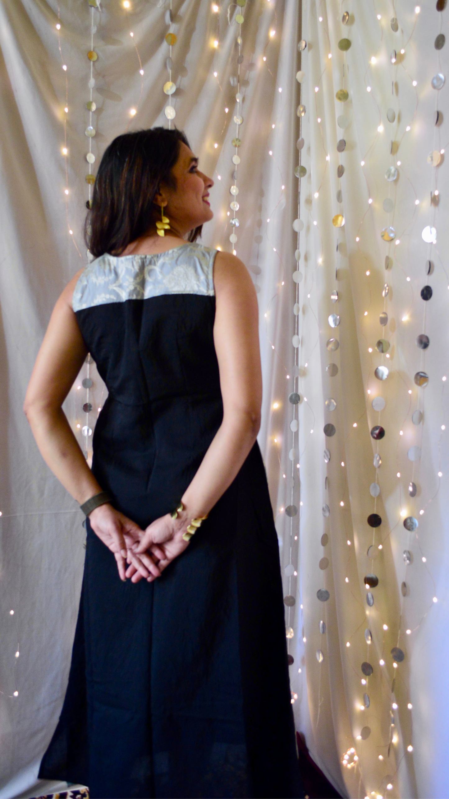 The Amaira Silver and Black Cocktail Dress