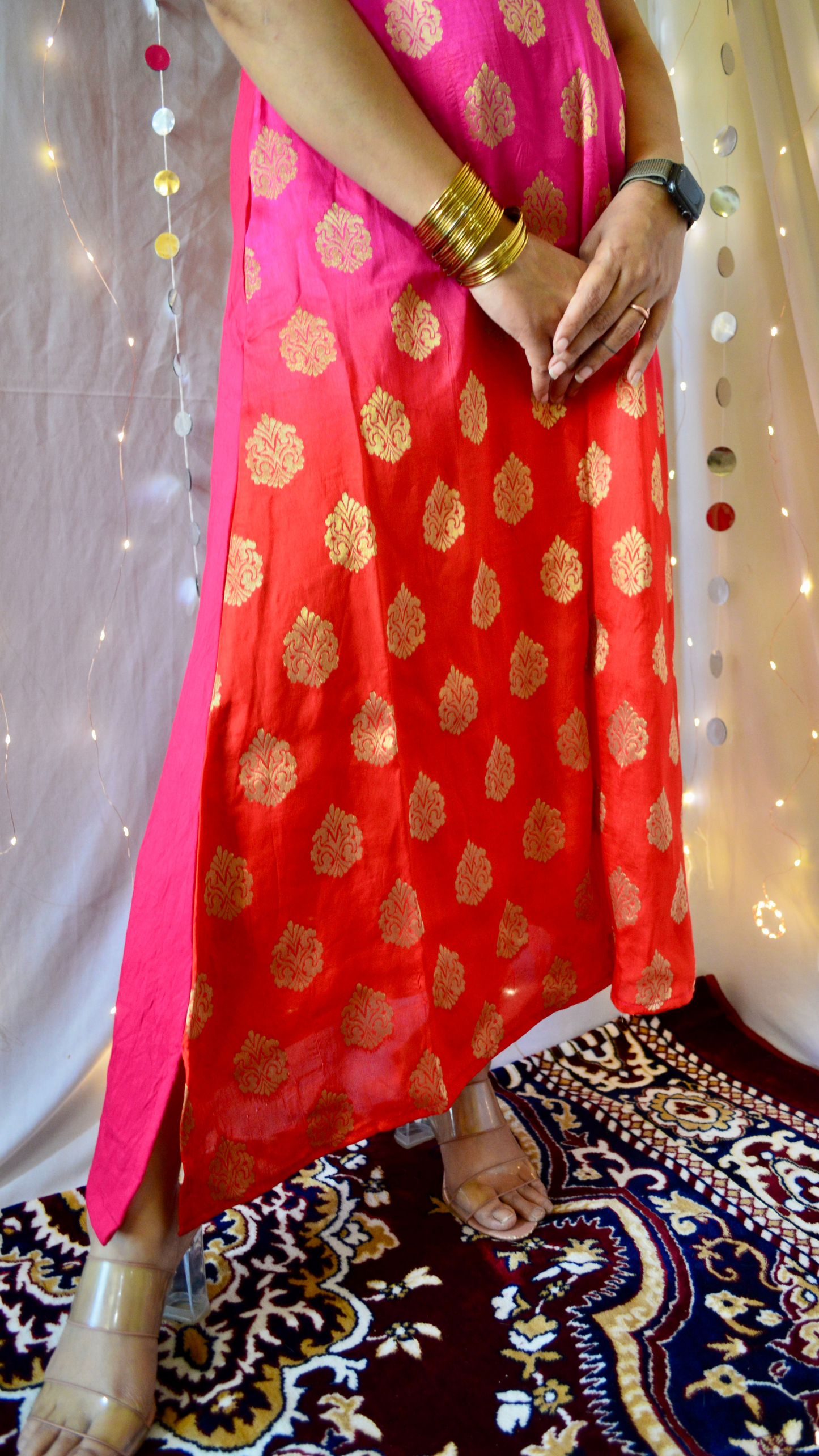 The Amaira Red and Pink Cocktail Dress