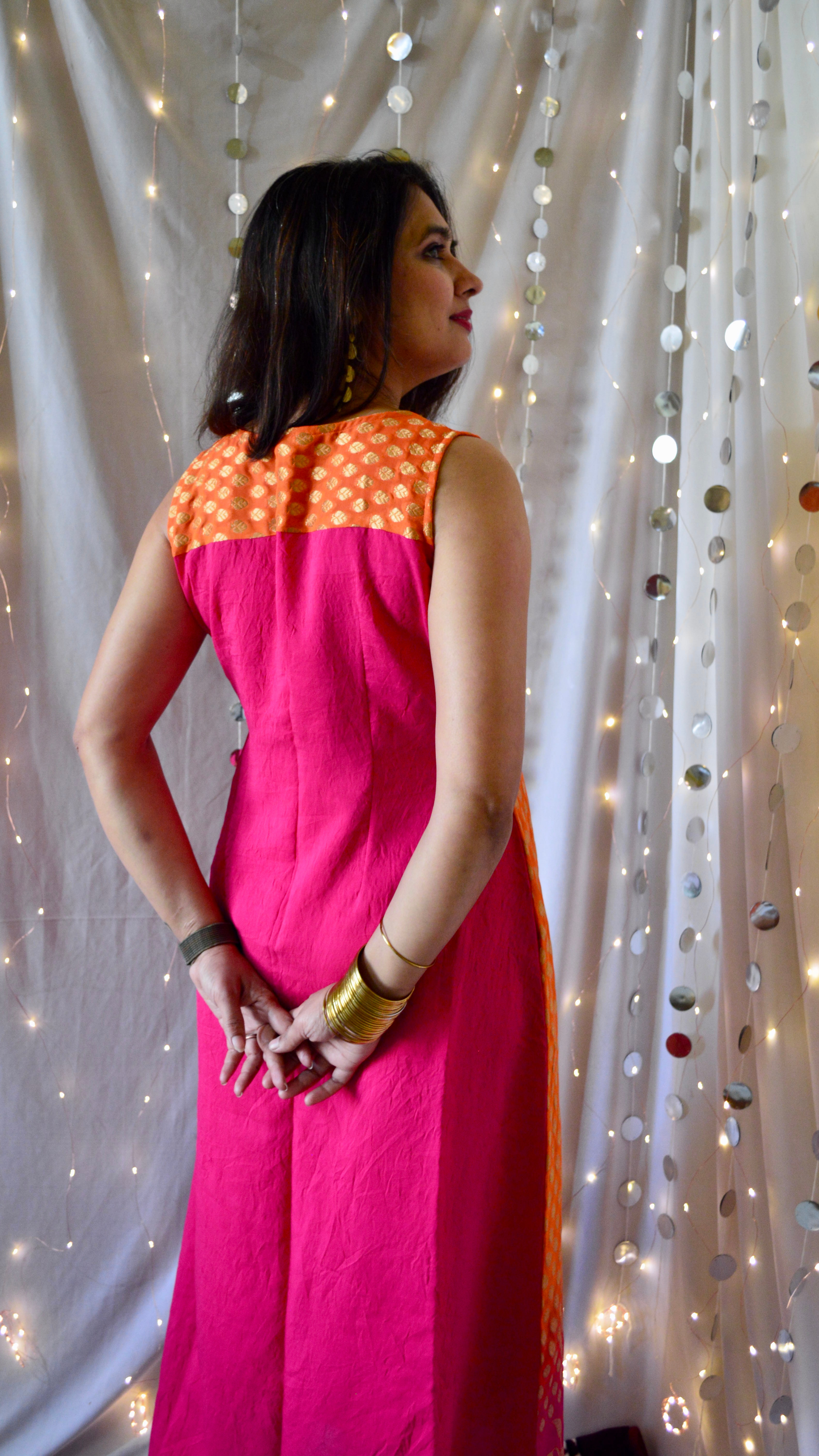 The Amaira Orange And Pink Cocktail Dress