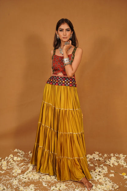 GOLDEN YELLOW MODAL TIERED SKIRT