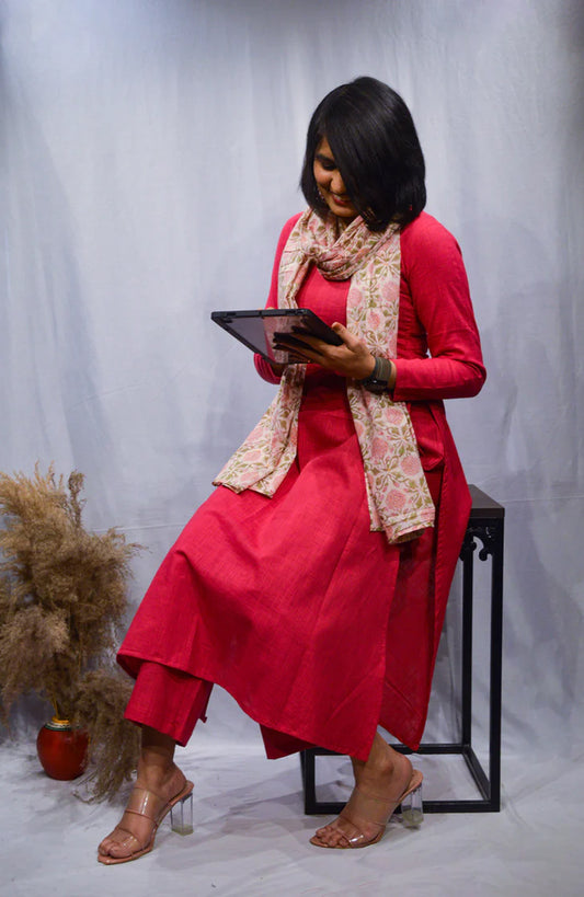 Hot pink Co-ord with Dupatta