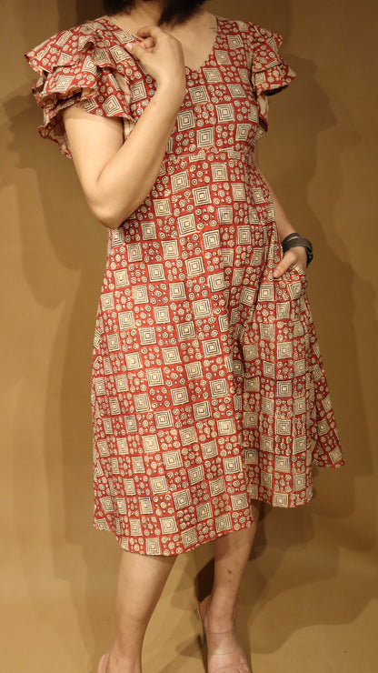 Block print A line dress