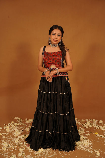 BLACK AJRAKH TRADITIONAL TOP