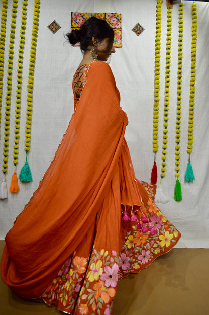 Keshariya Blossom Hand painted Choli Set