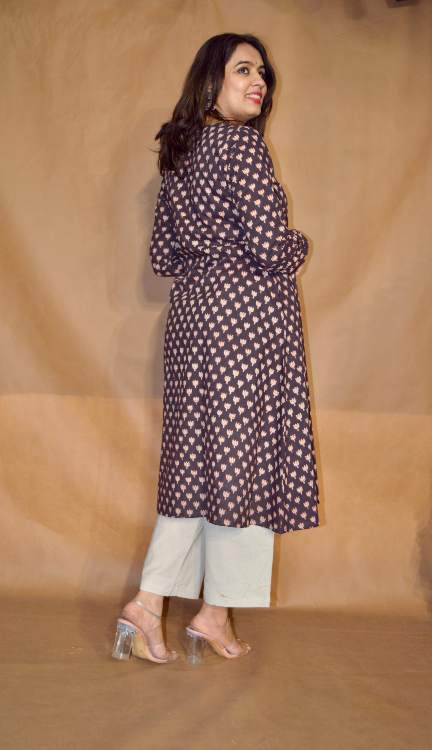 Plum Whisper Bagru Cotton A-Line Kurta