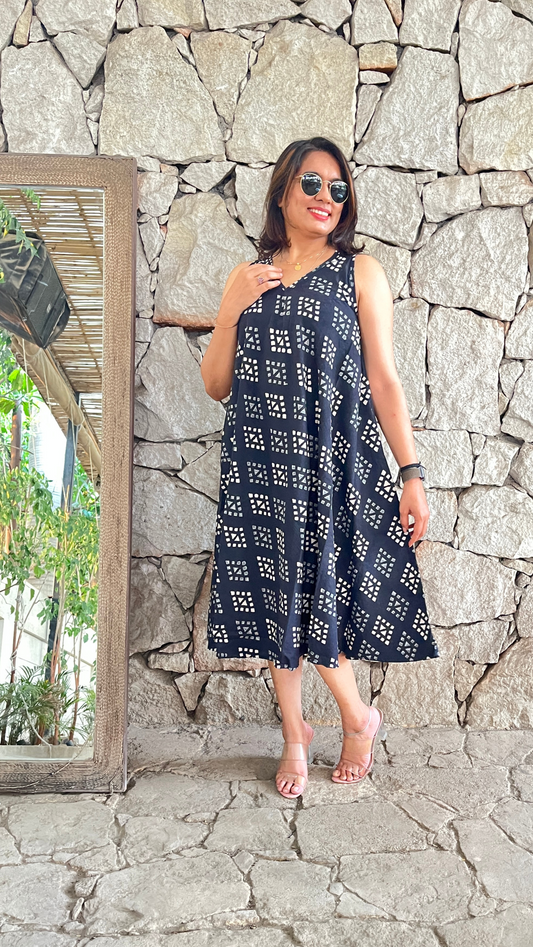 DripDot Monochrome Circular Dress