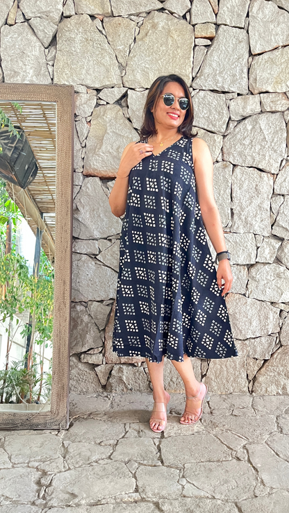 DripDot Monochrome Circular Dress