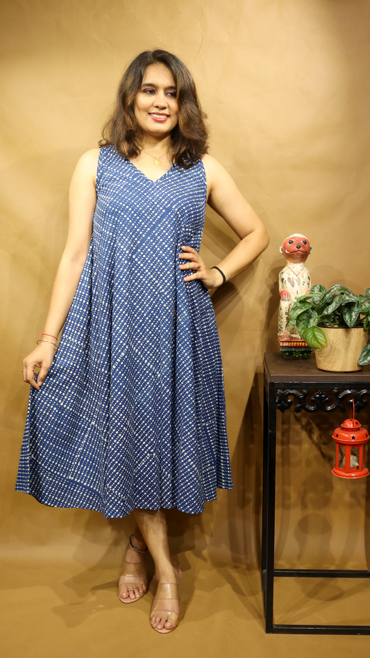 The Indigo Whispers Circular Dress