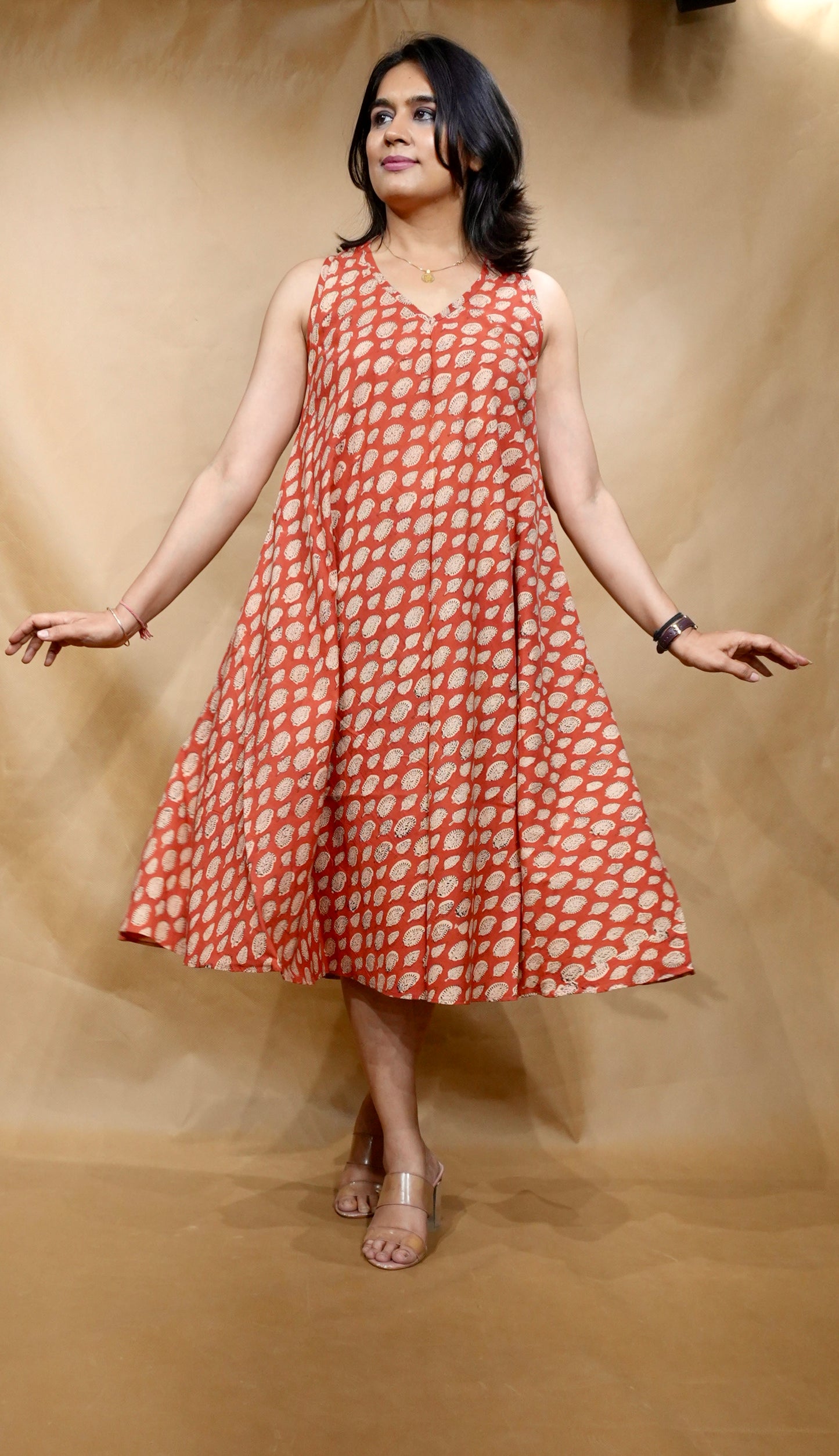 The Terracotta Bloom Circular Dress