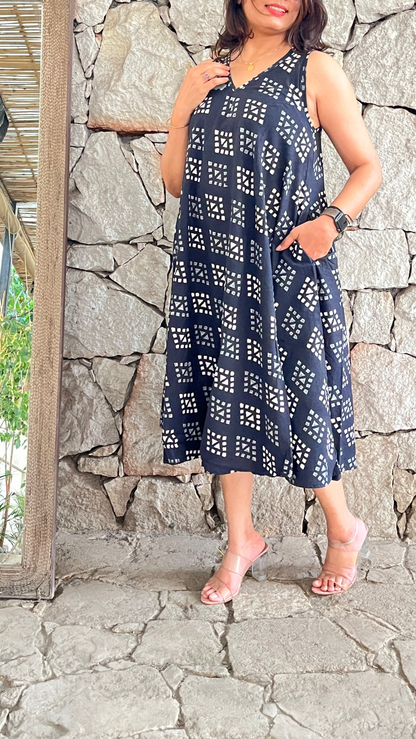 DripDot Monochrome Circular Dress