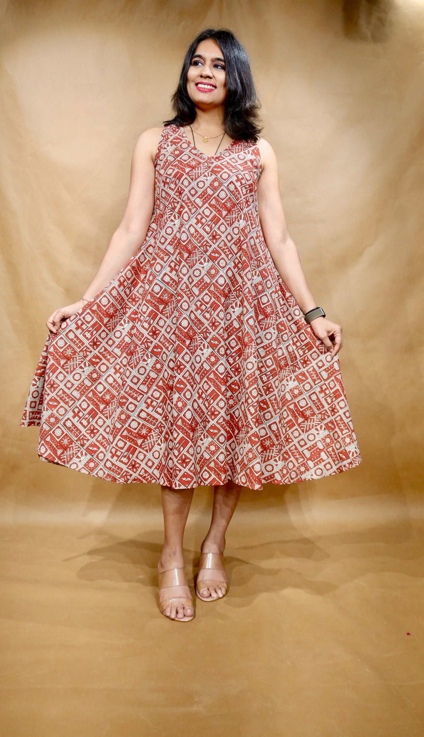 Coral Vine Anti-Fit Circular Dress