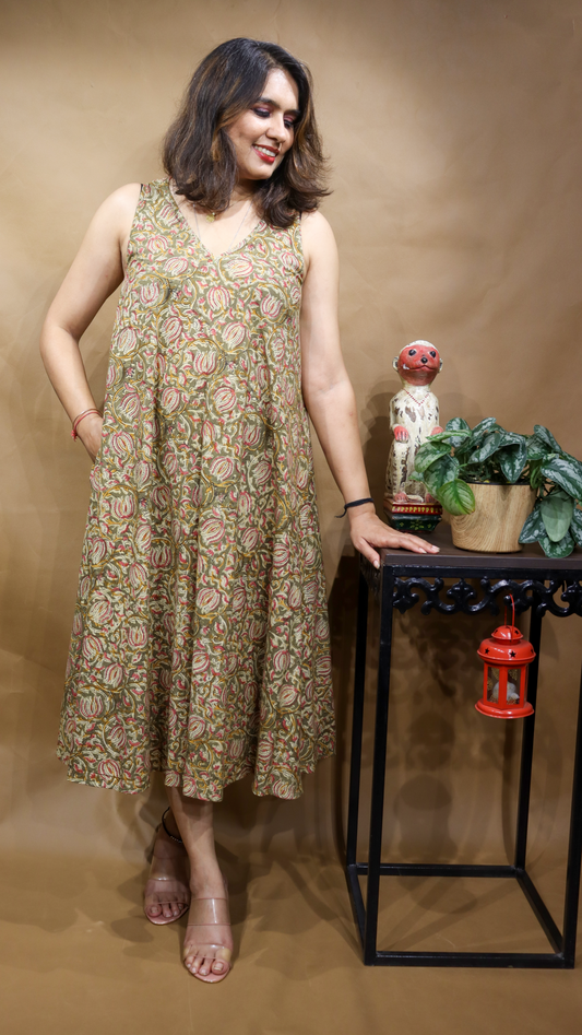The Rustleaf Kalamkari Circular Dress